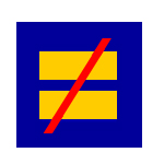 bumper sticker blue with yellow equal sign